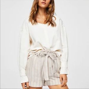 MNG Casual Ruffle Cuff Linen Cotton Blouse